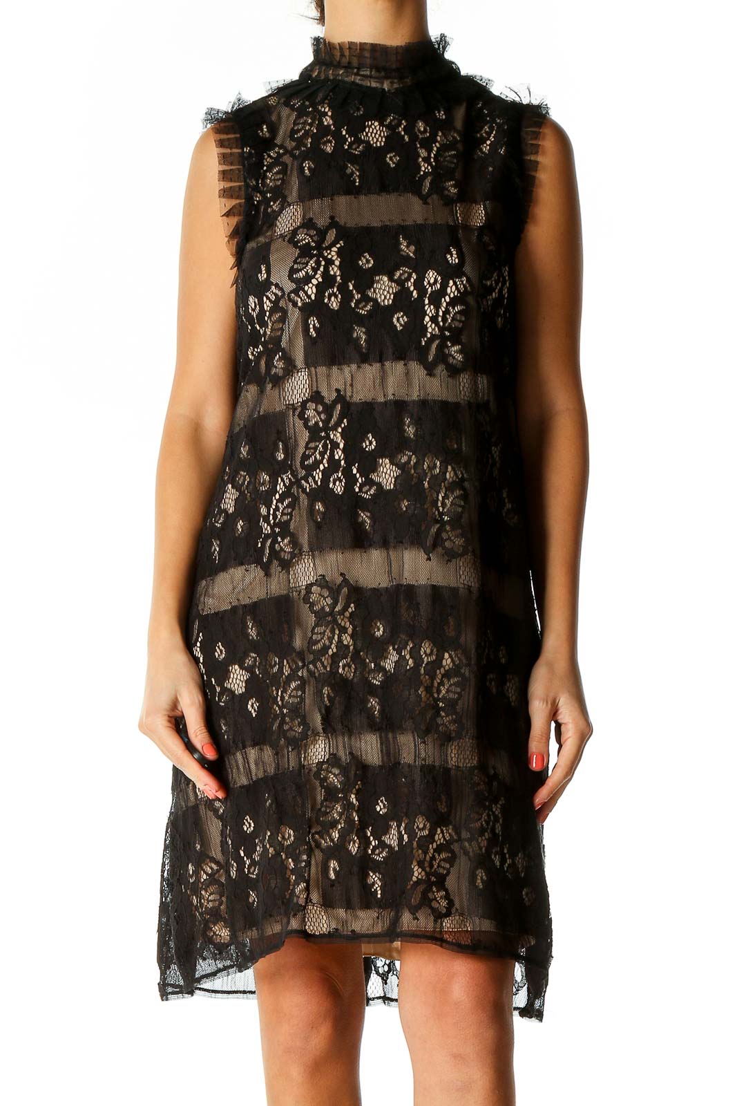 max studio black lace dress Black Lace Chic Dress