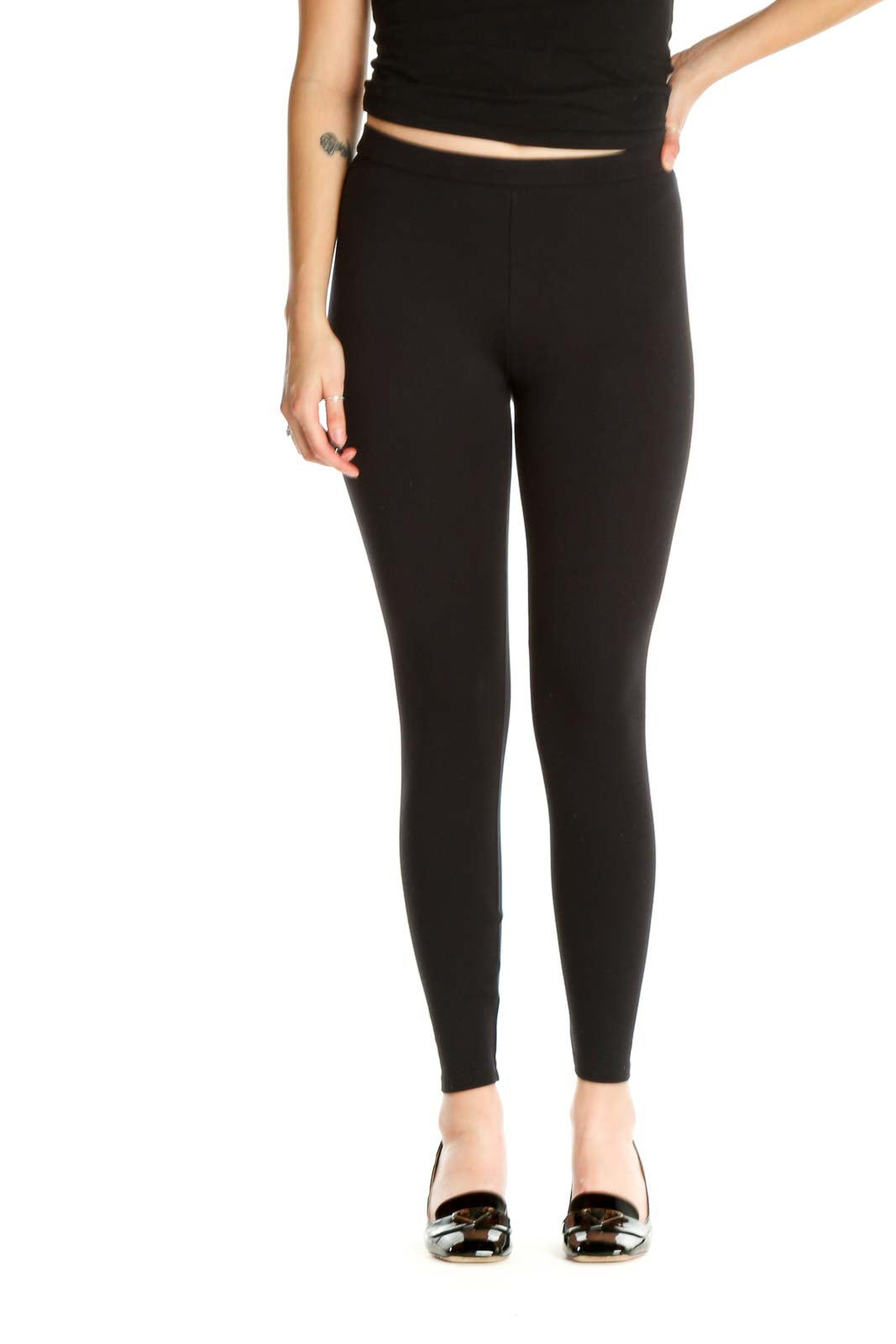 Black Solid All Day Wear Leggings