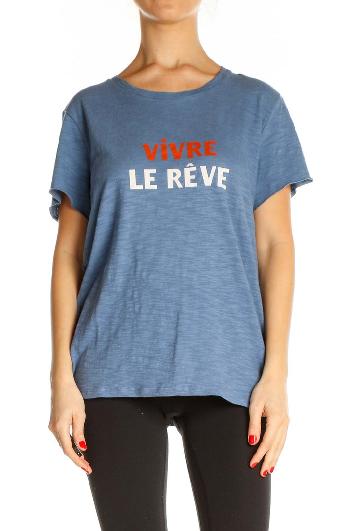Blue Graphic Print Casual T-Shirt