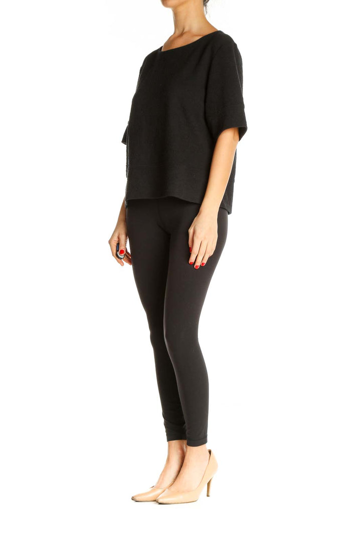 Black Solid Casual Blouse