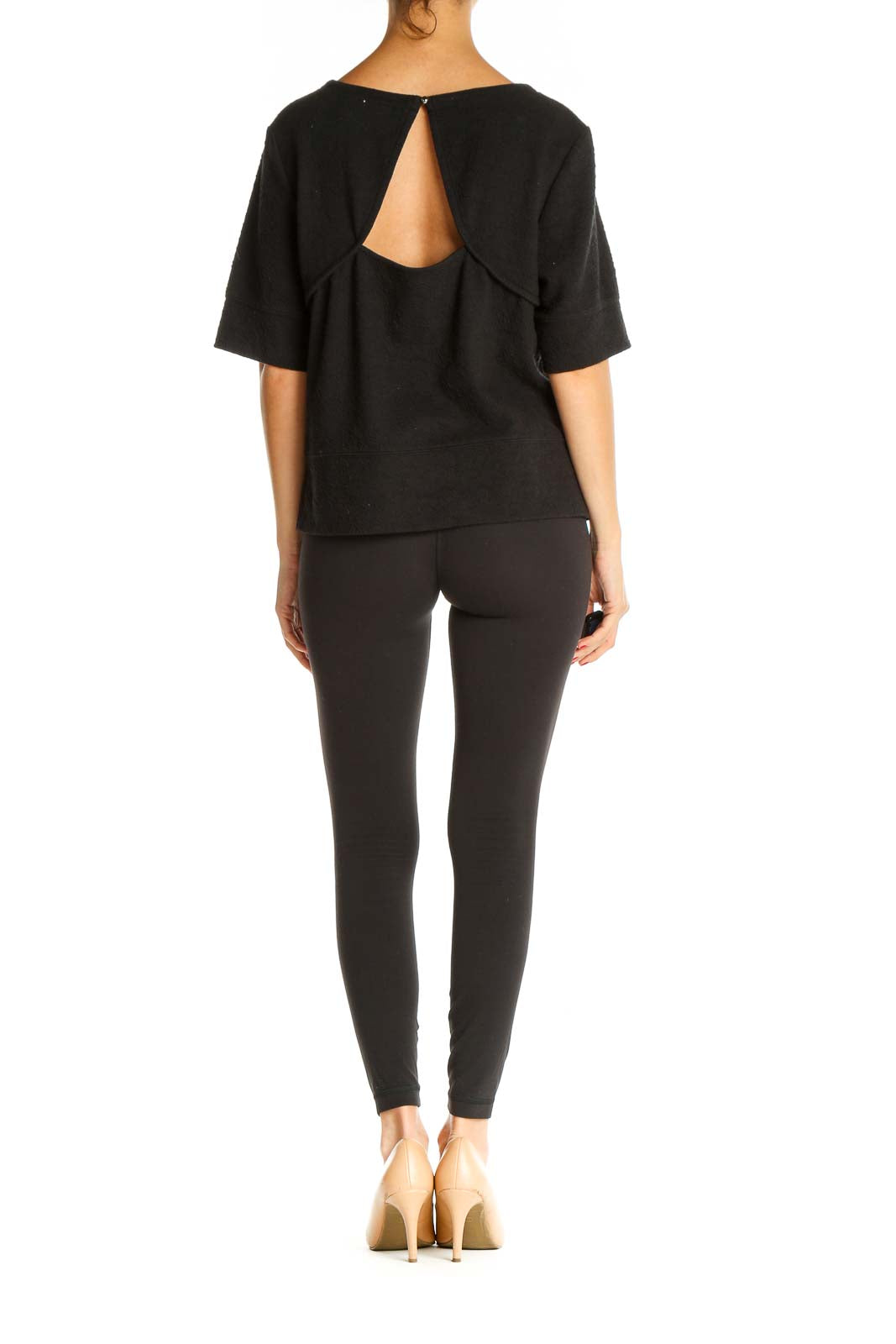 Black Solid Casual Blouse