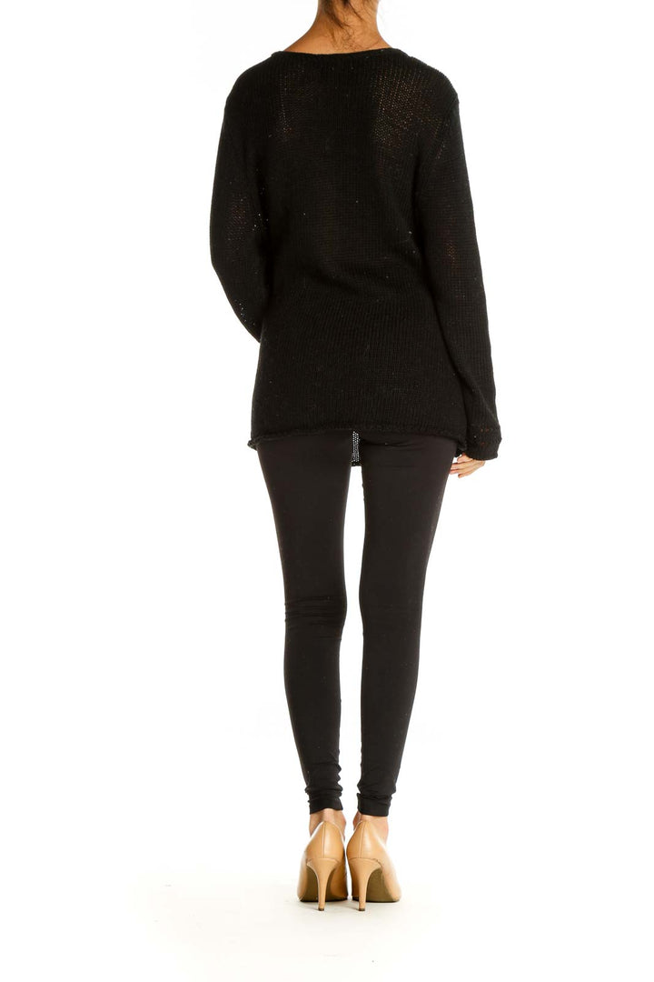 Black Solid All Day Wear Sweater