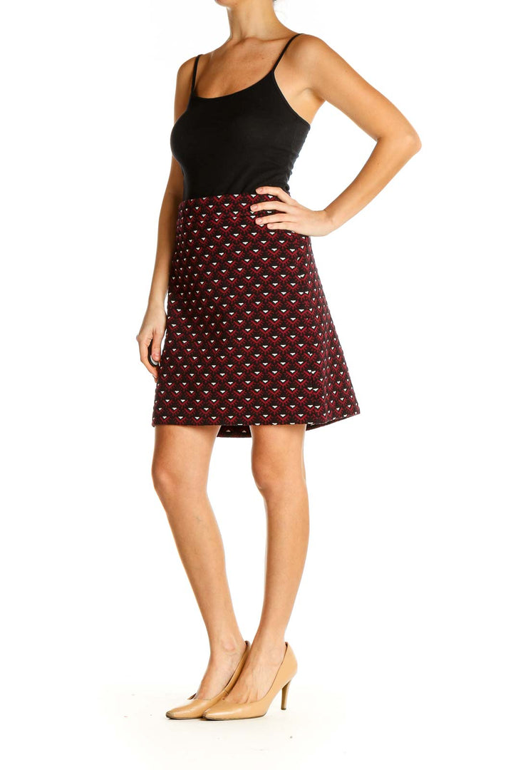 Red Printed Chic A-Line Skirt