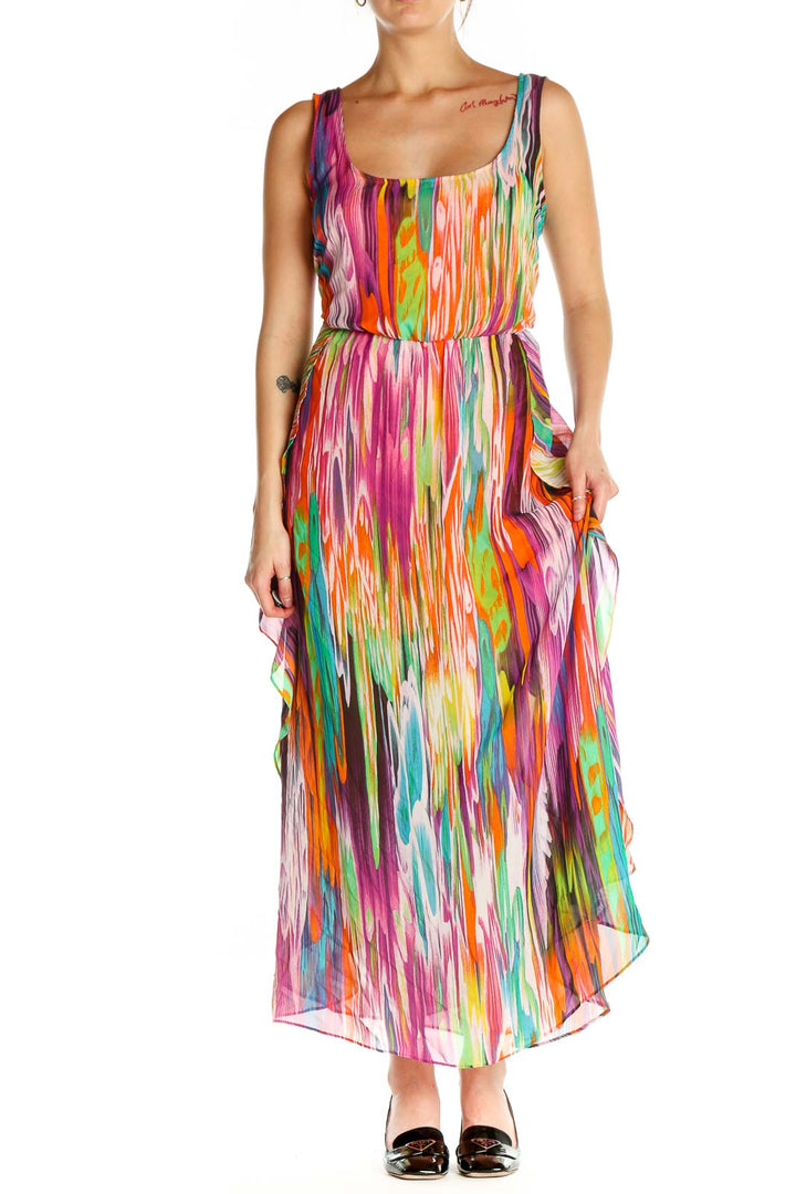 Orange Tie And Dye Day Fit & Flare Dress