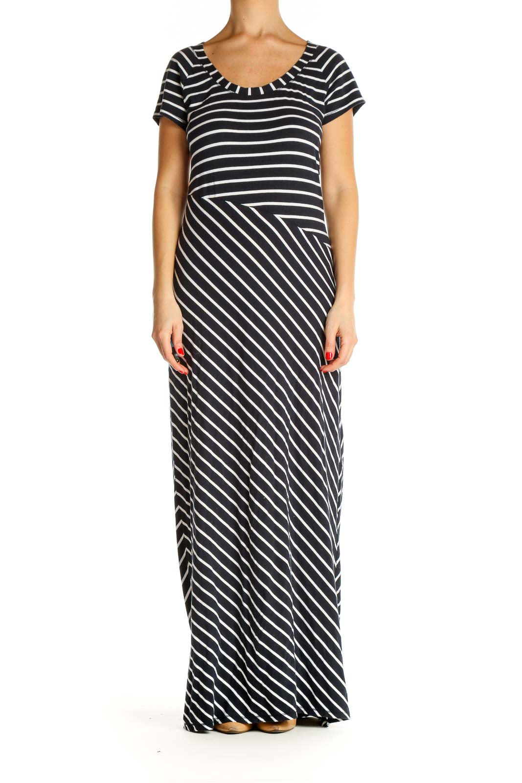 Blue Striped Classic Column Dress