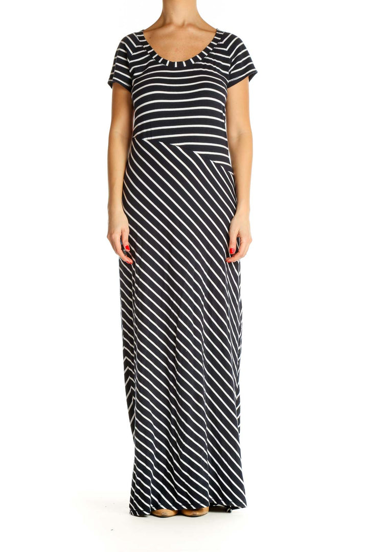 Blue Striped Classic Column Dress