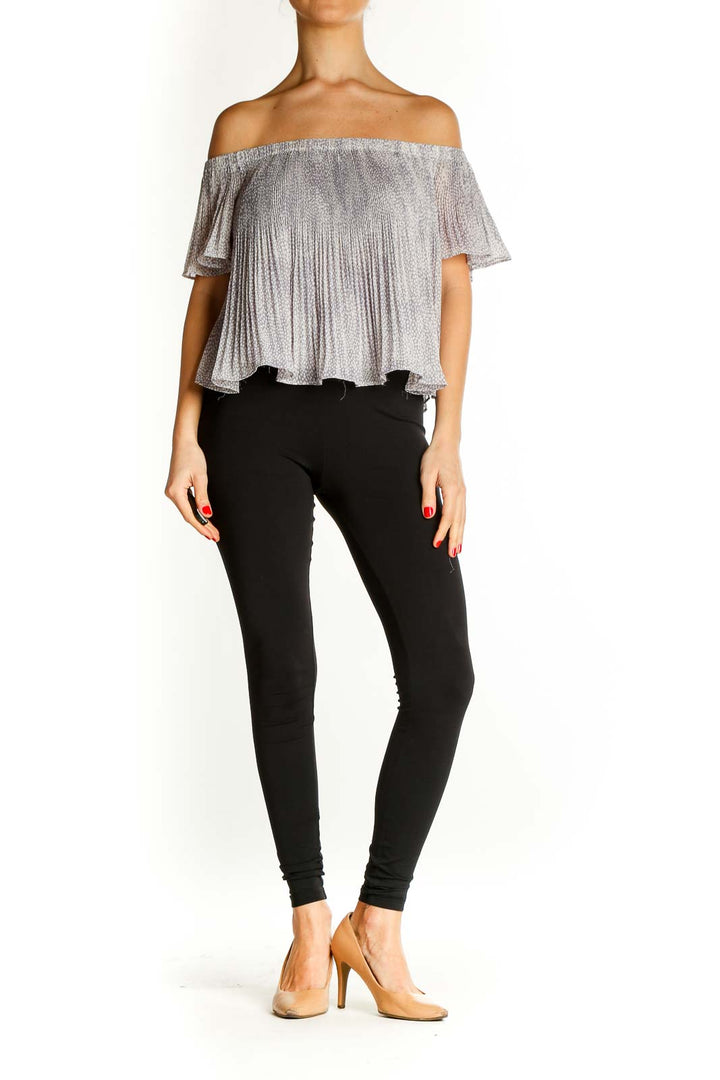 Gray Textured Party Blouse