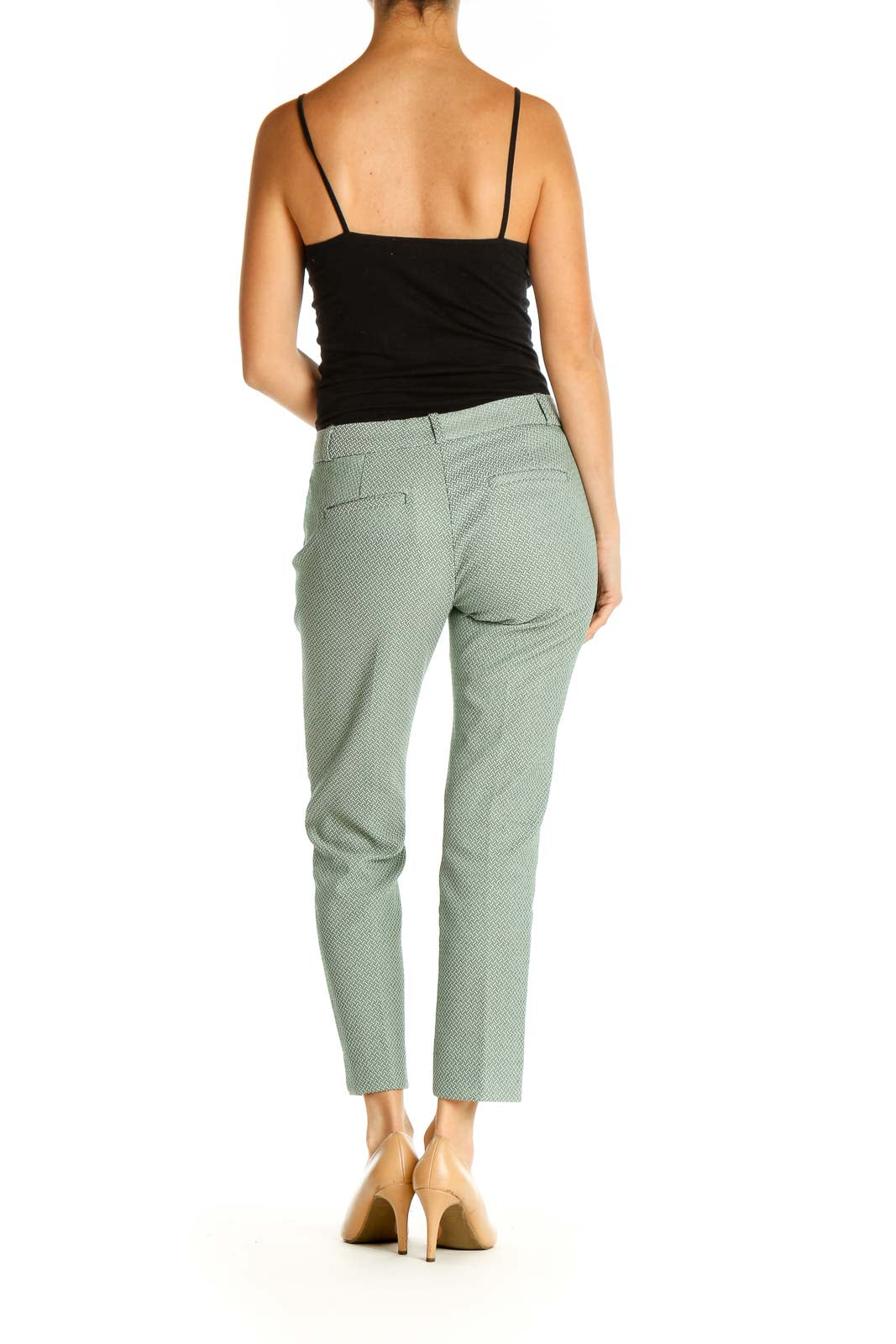 Green Textured All Day Wear Trousers