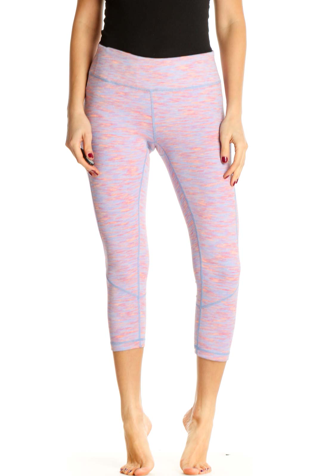 Purple Textured Casual Leggings
