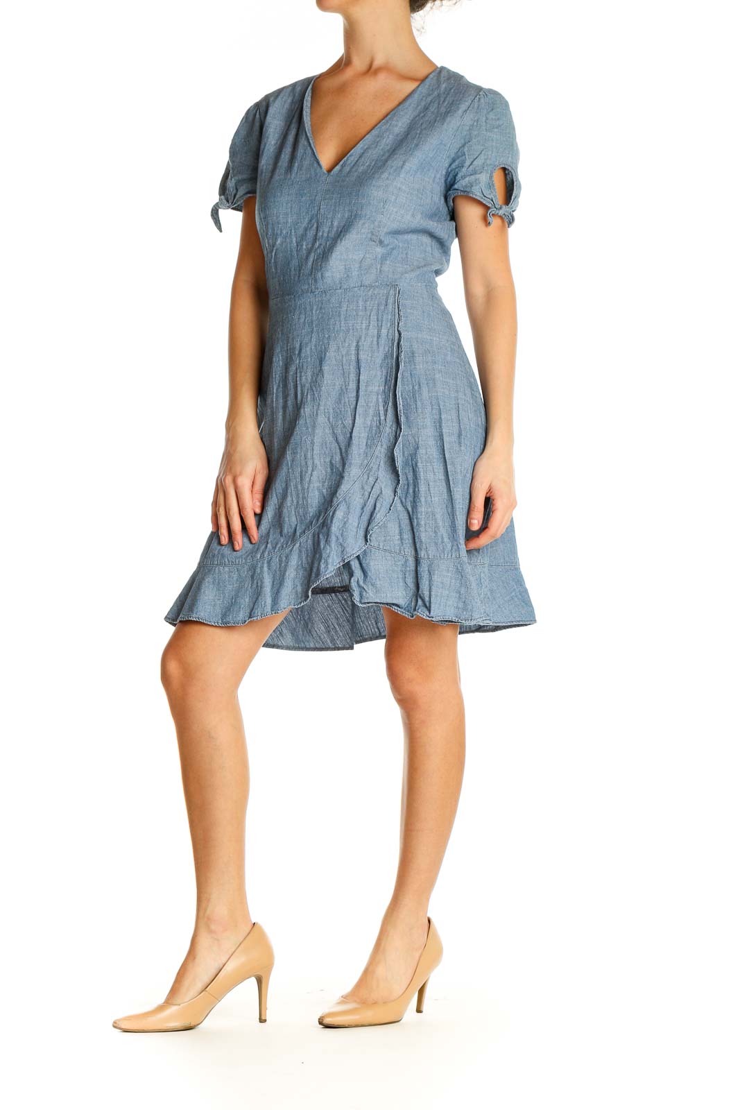 Blue Solid Day Fit & Flare Dress