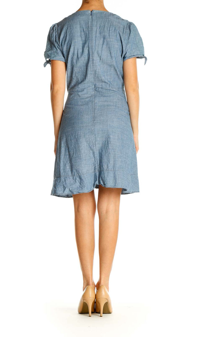 Blue Solid Day Fit & Flare Dress