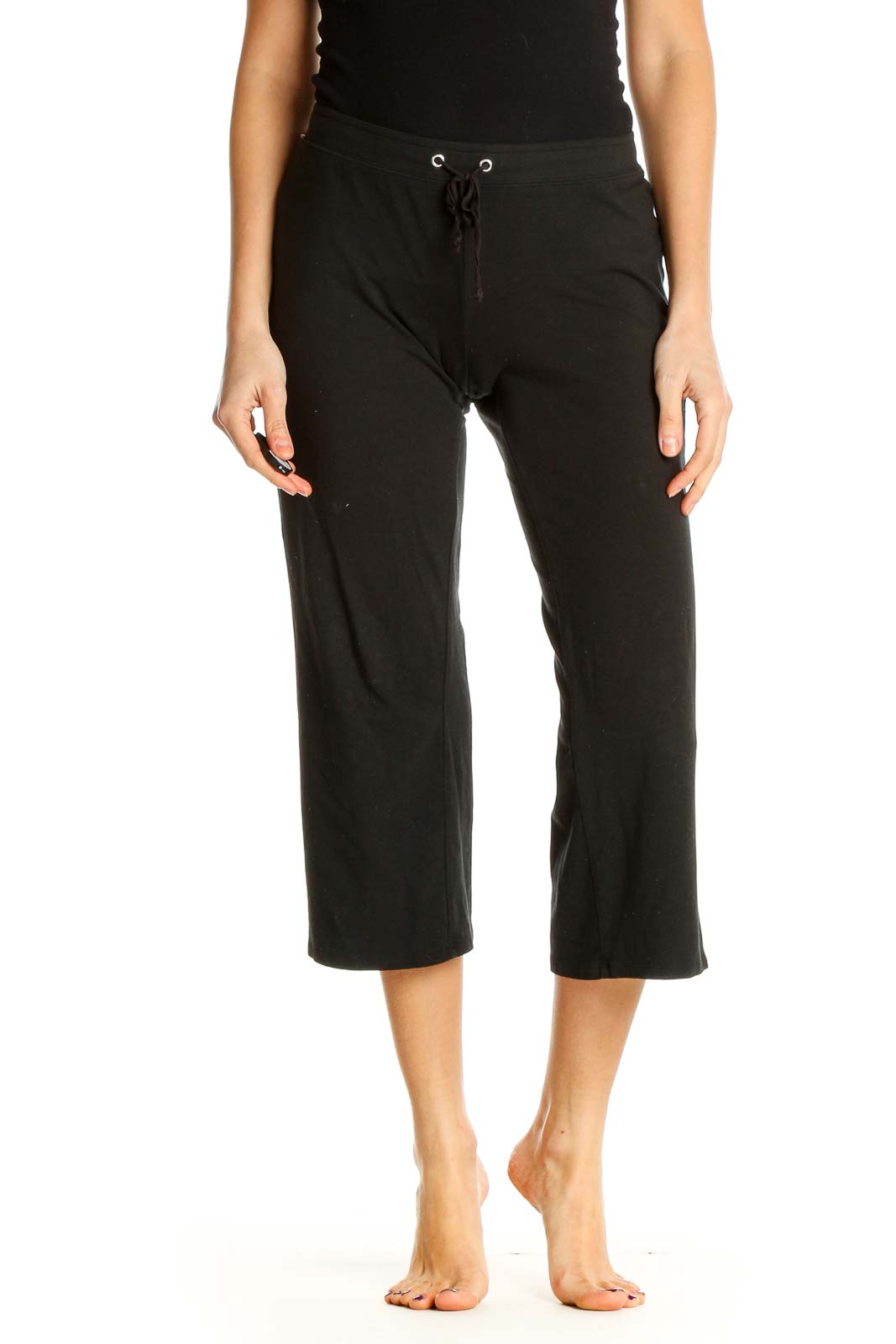 Black Solid Casual Sweatpants