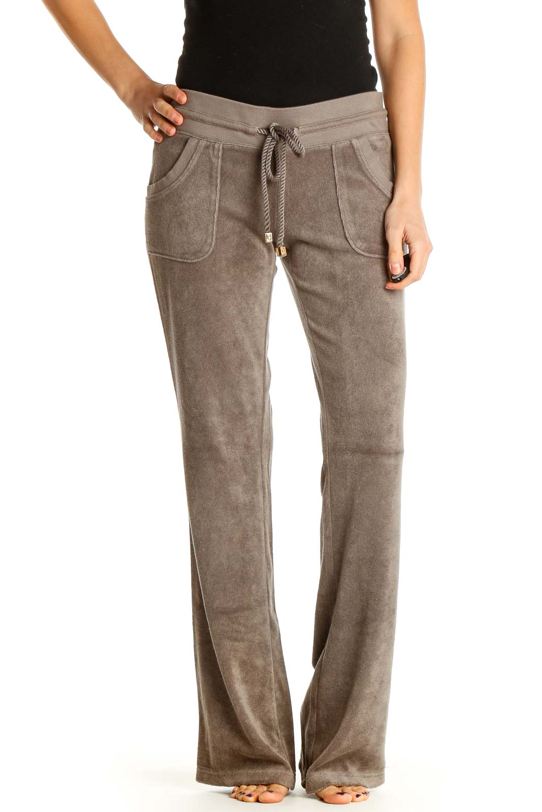 Gray Textured Casual Sweatpants
