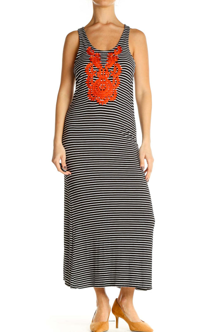 Black Striped Day Sheath Dress