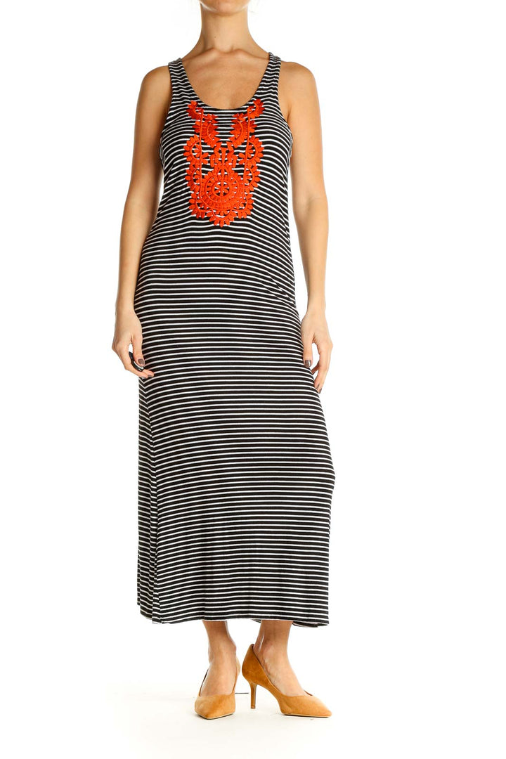 Black Striped Day Sheath Dress