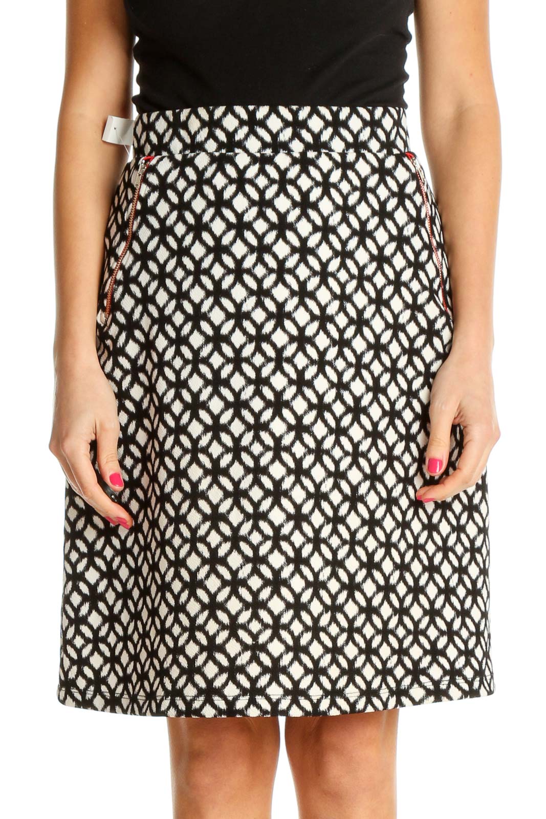 White Printed Bohemian A-Line Skirt