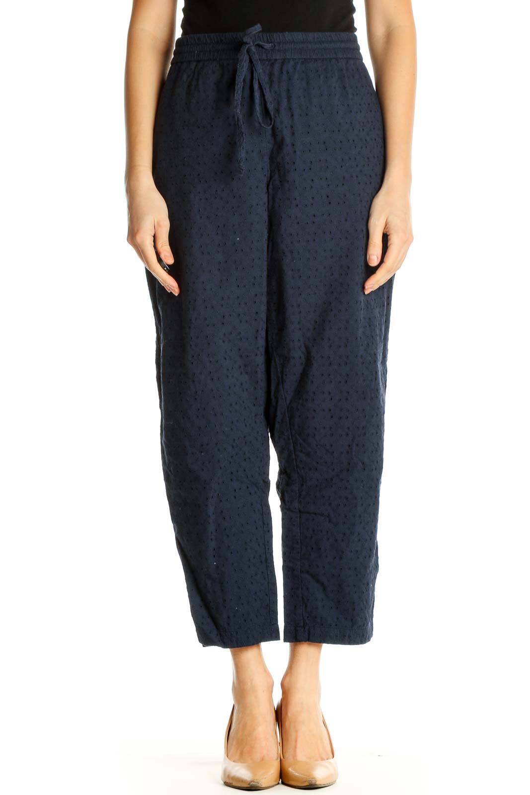Blue Solid Casual Trousers