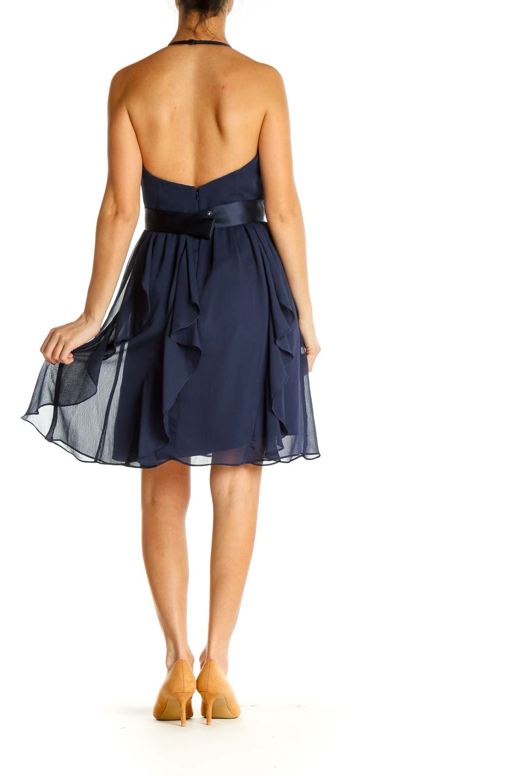 Blue Solid Day Fit & Flare Dress