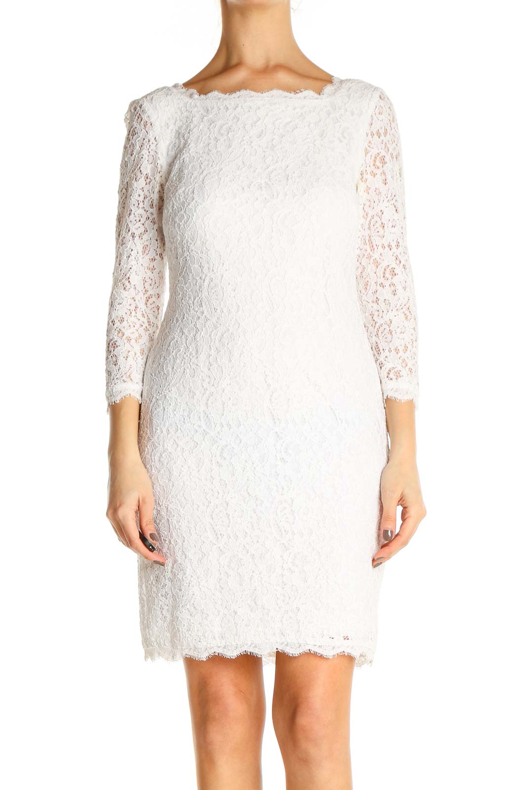 White Lace Classic Sheath Dress
