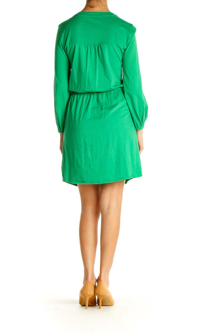 Green Solid Day Fit & Flare Dress