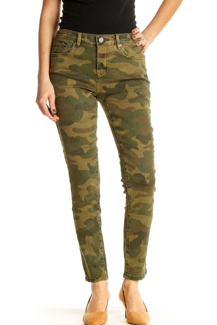 Green Camouflage Skinny Pants
