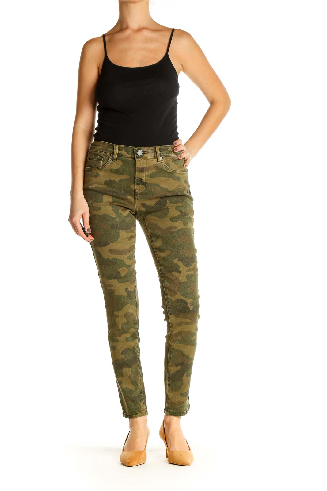 Green Camouflage Skinny Pants