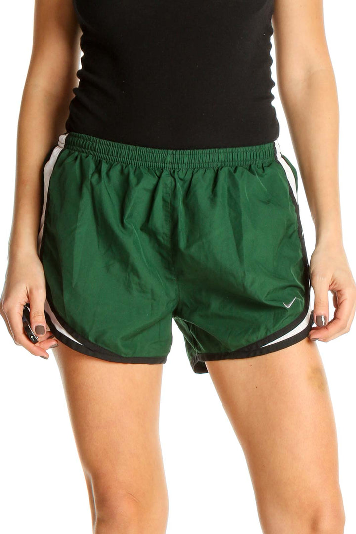 Green Solid Activewear Shorts