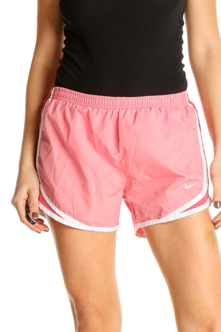 Pink Solid Activewear Shorts