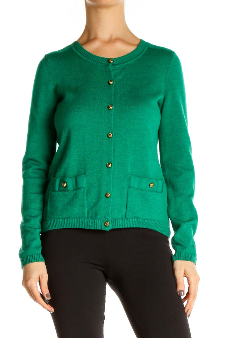 Green Solid All Day Wear Sweater