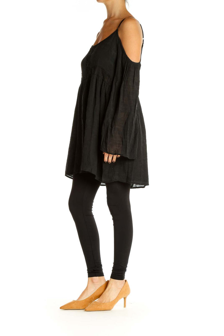 Black Solid Bohemian Top