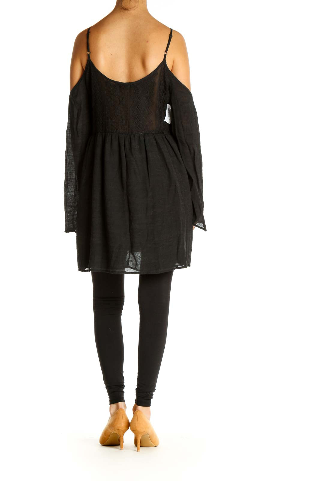 Black Solid Bohemian Top