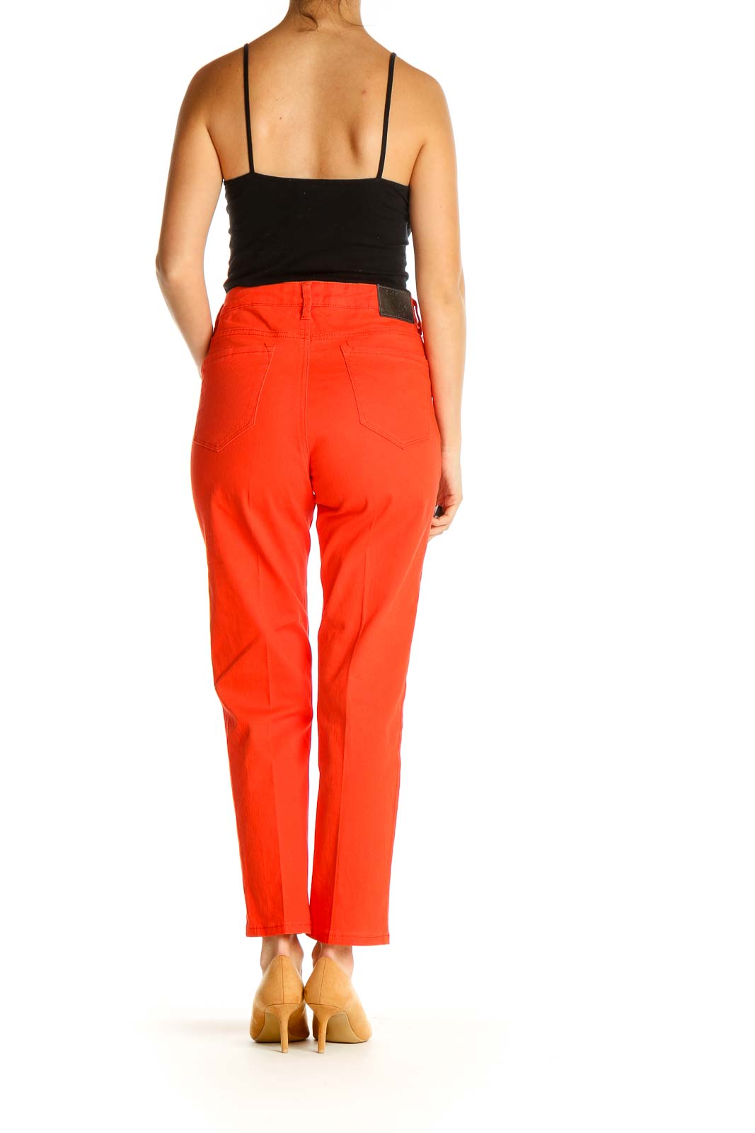Red Solid Casual Trousers