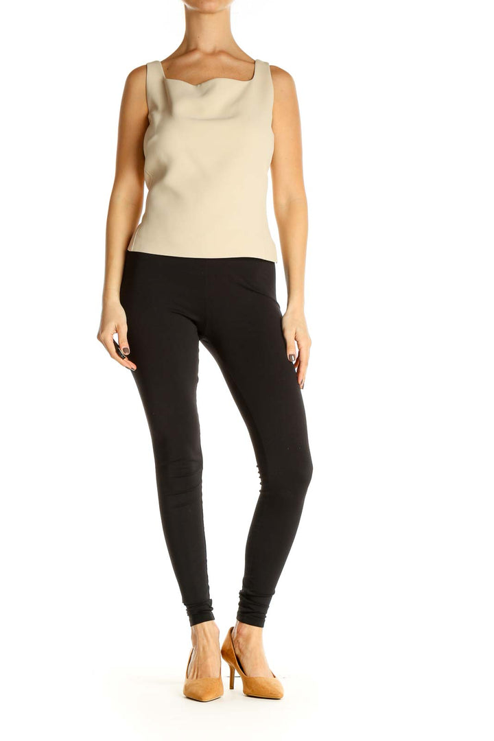Beige Solid Chic Tank Top