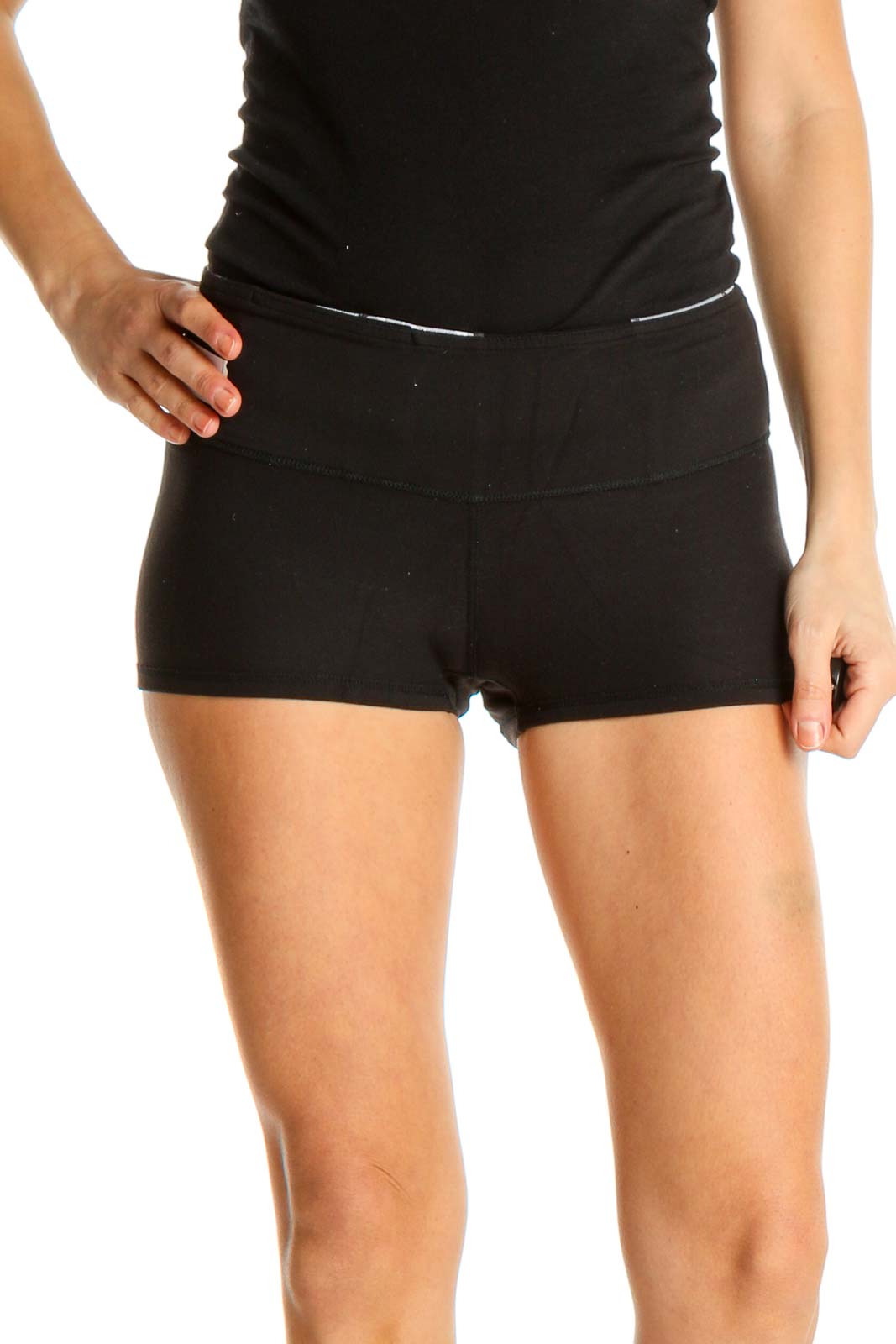 Black Solid Activewear Shorts