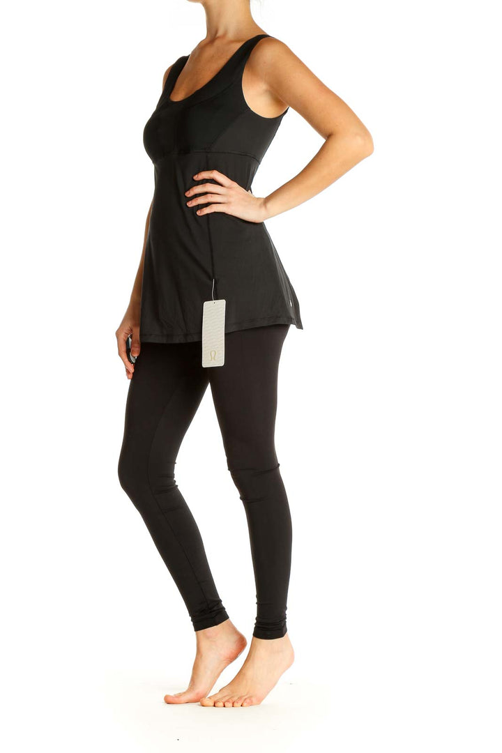 Black Solid Casual Tank Top