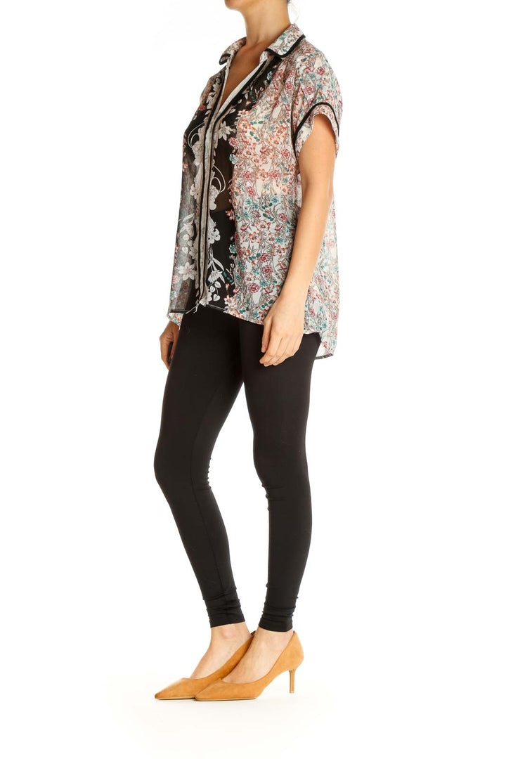 Brown Floral Print Bohemian Shirt