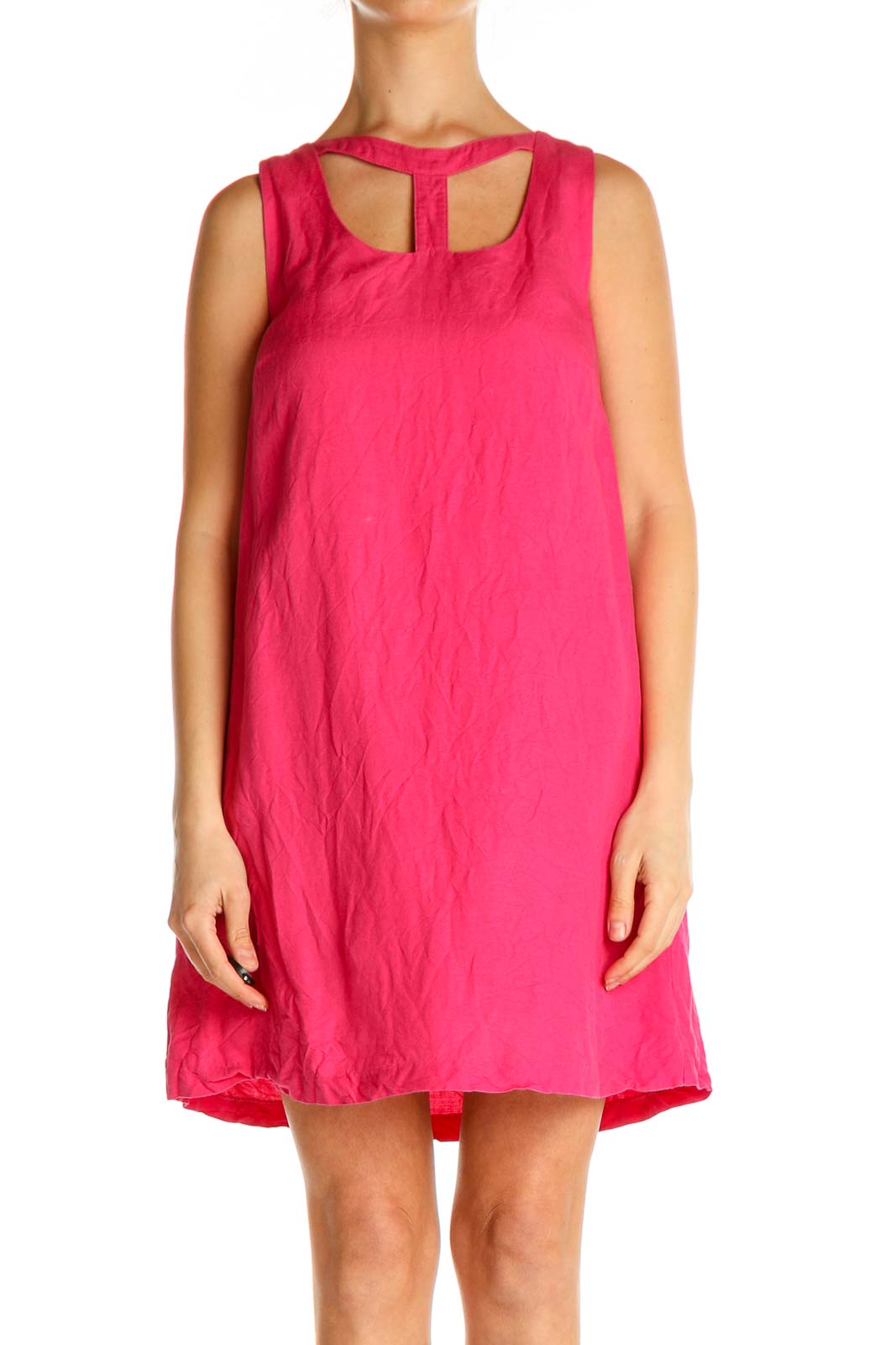 holiday shift dresses Pink Solid Dress neck dress offers breathability Color:tea rose shantung June-New Guest Guide: What to