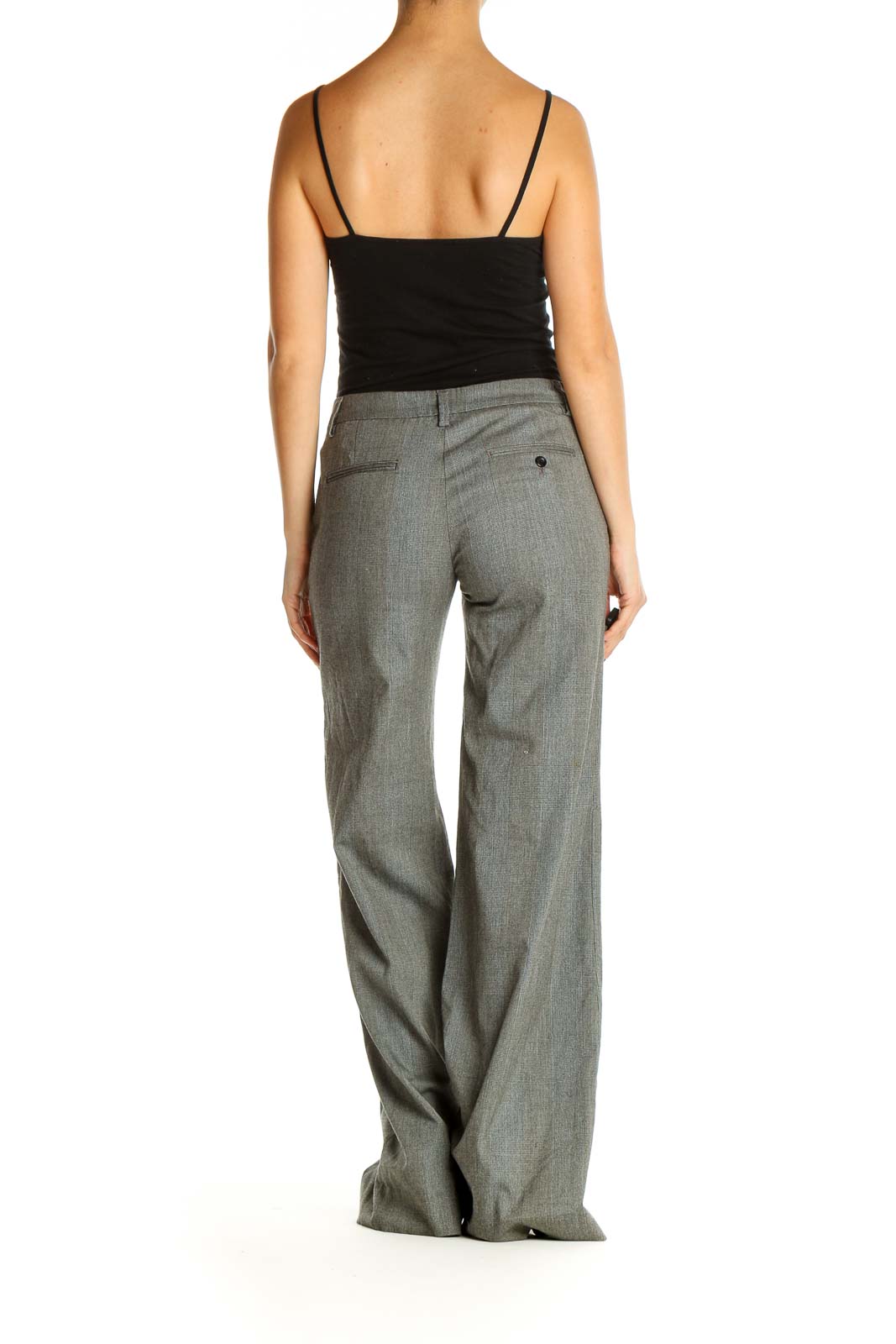 Gray Solid Casual Trousers