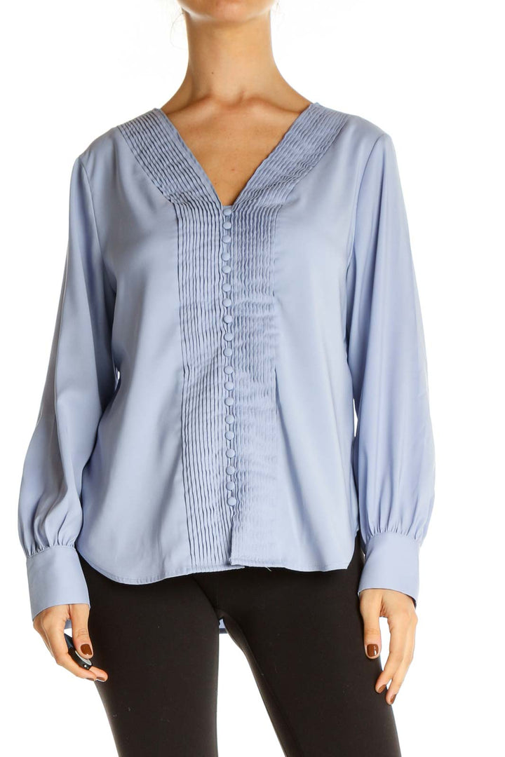 Blue Solid Formal Blouse