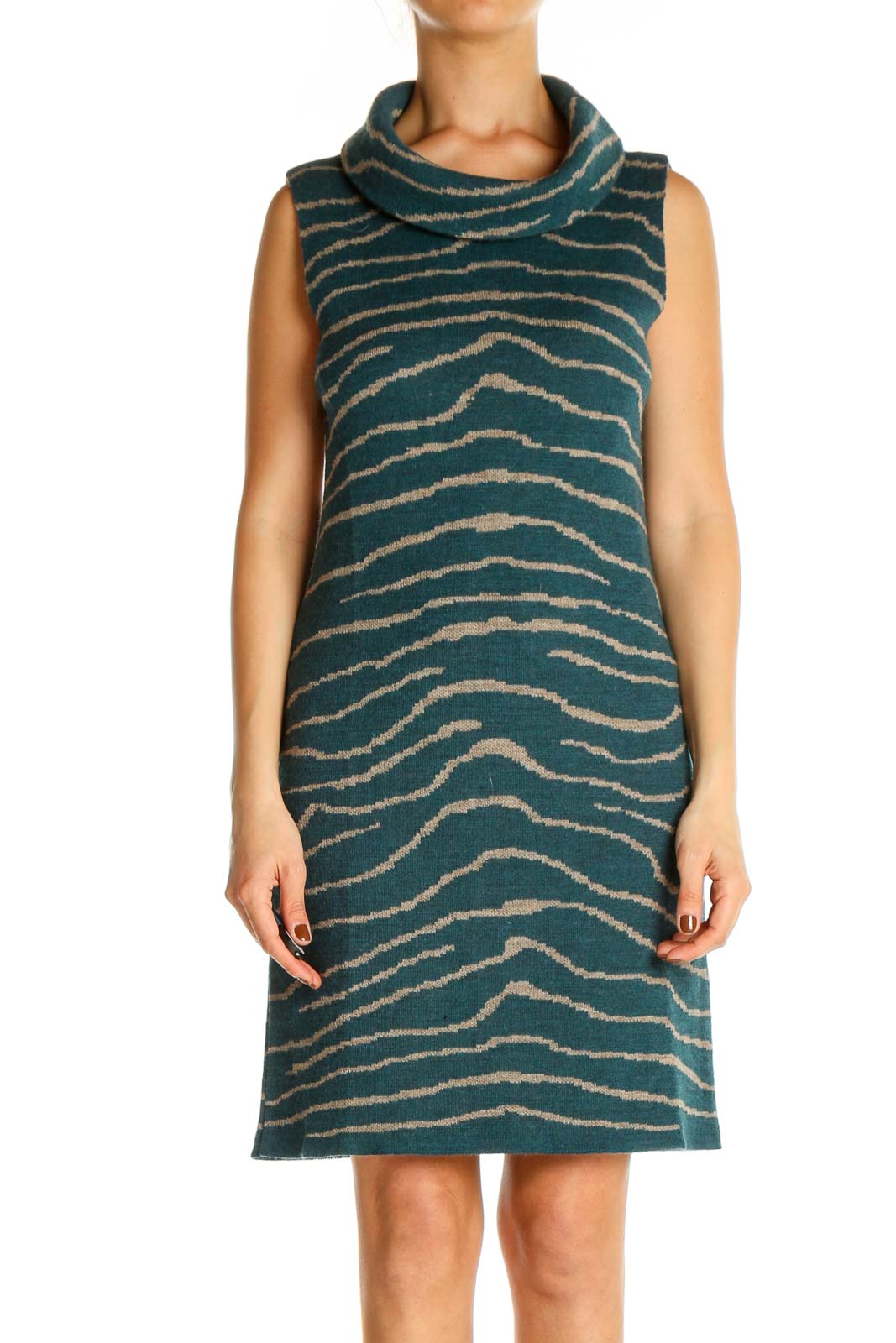Green Animal Print Day A-Line Dress