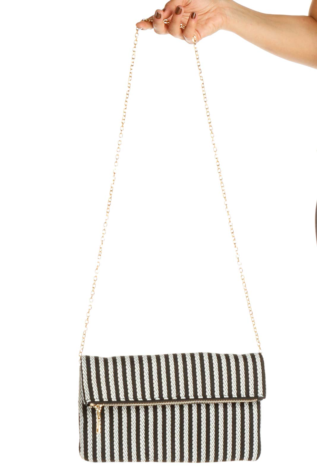 Black Striped Crossbody Bag