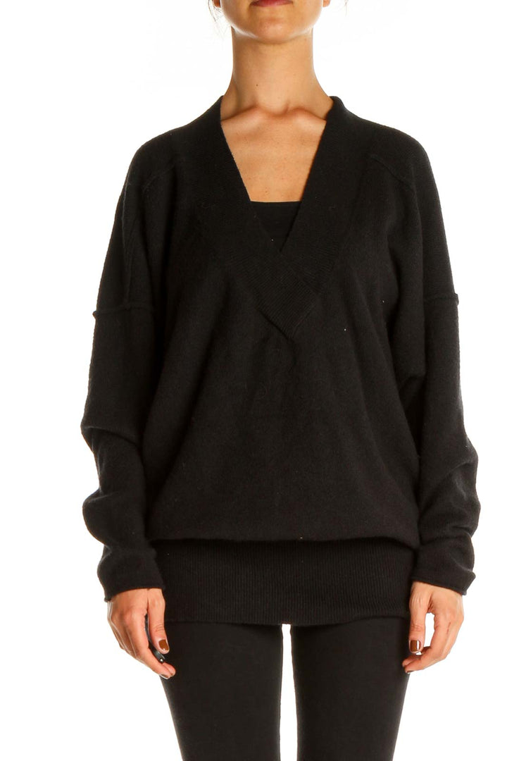Black Solid Classic Sweater