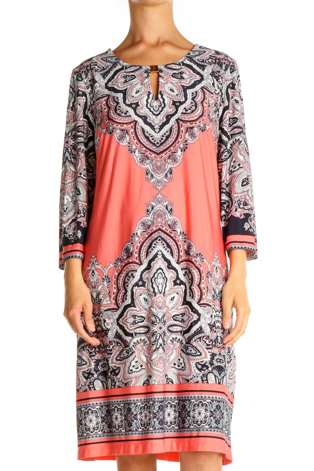 holiday shift dress Pink Printed Holiday Shift Dress
