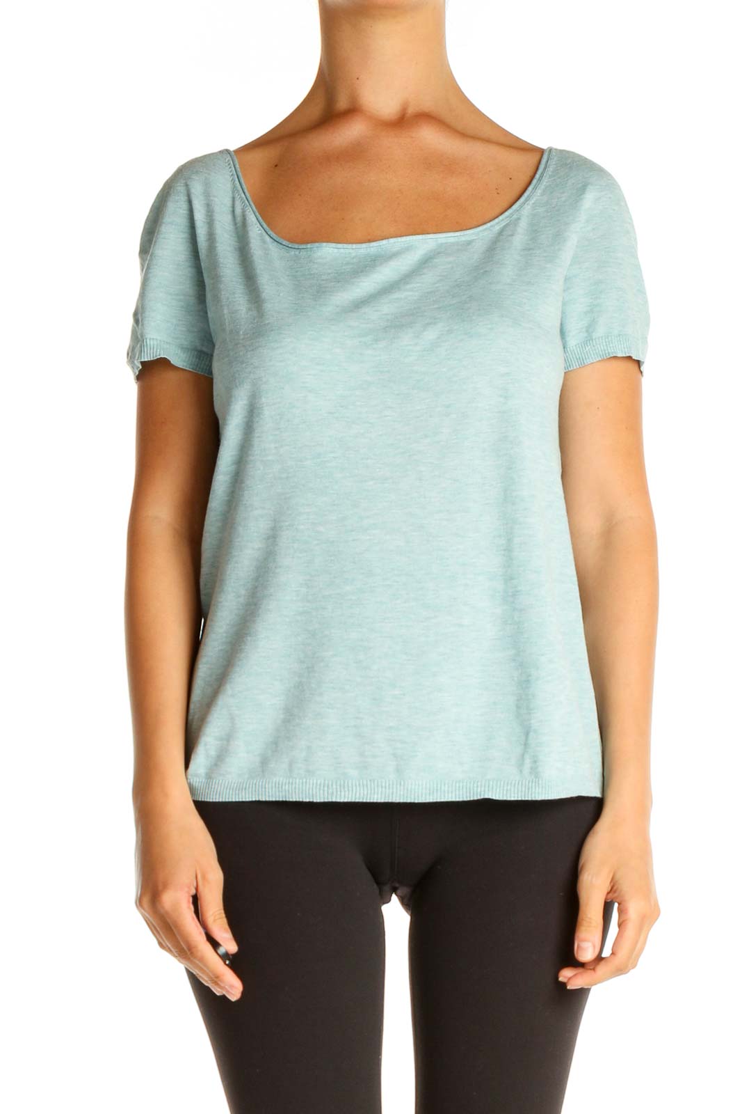 Blue Solid Casual T-Shirt
