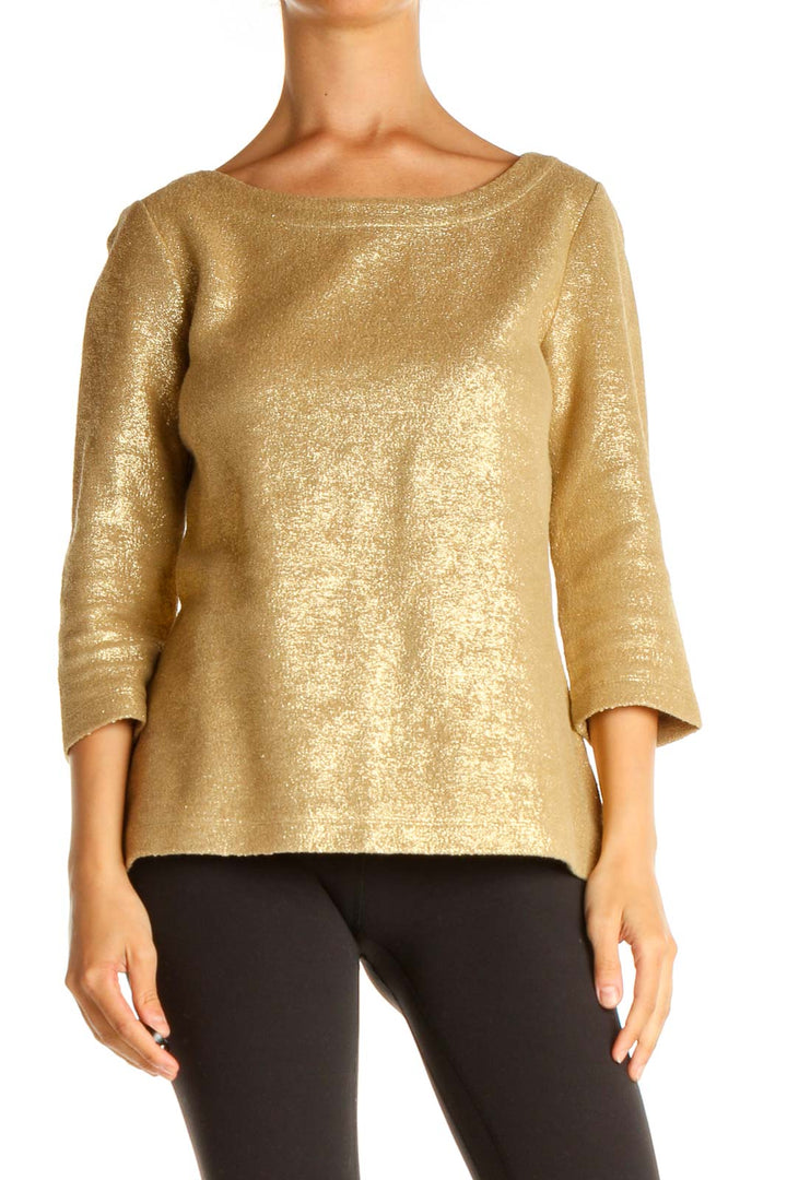 Gold Textured All Day Wear Sweater