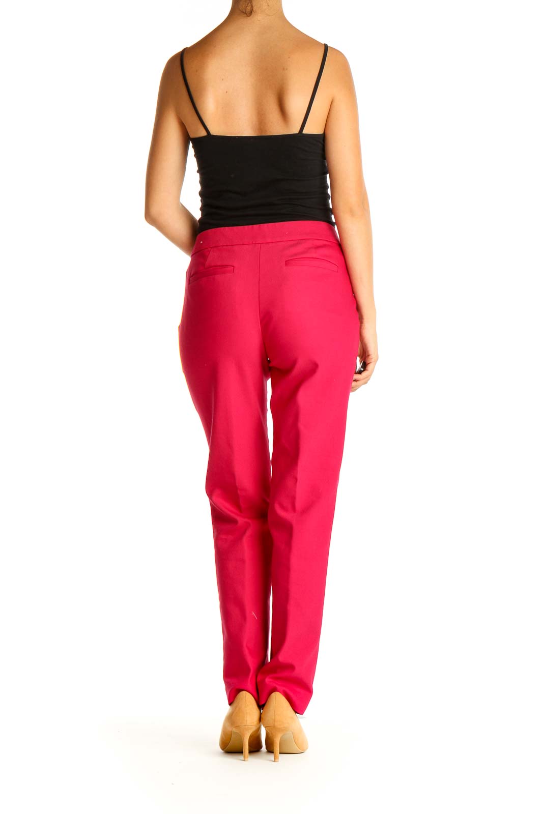 Pink Solid Casual Trousers