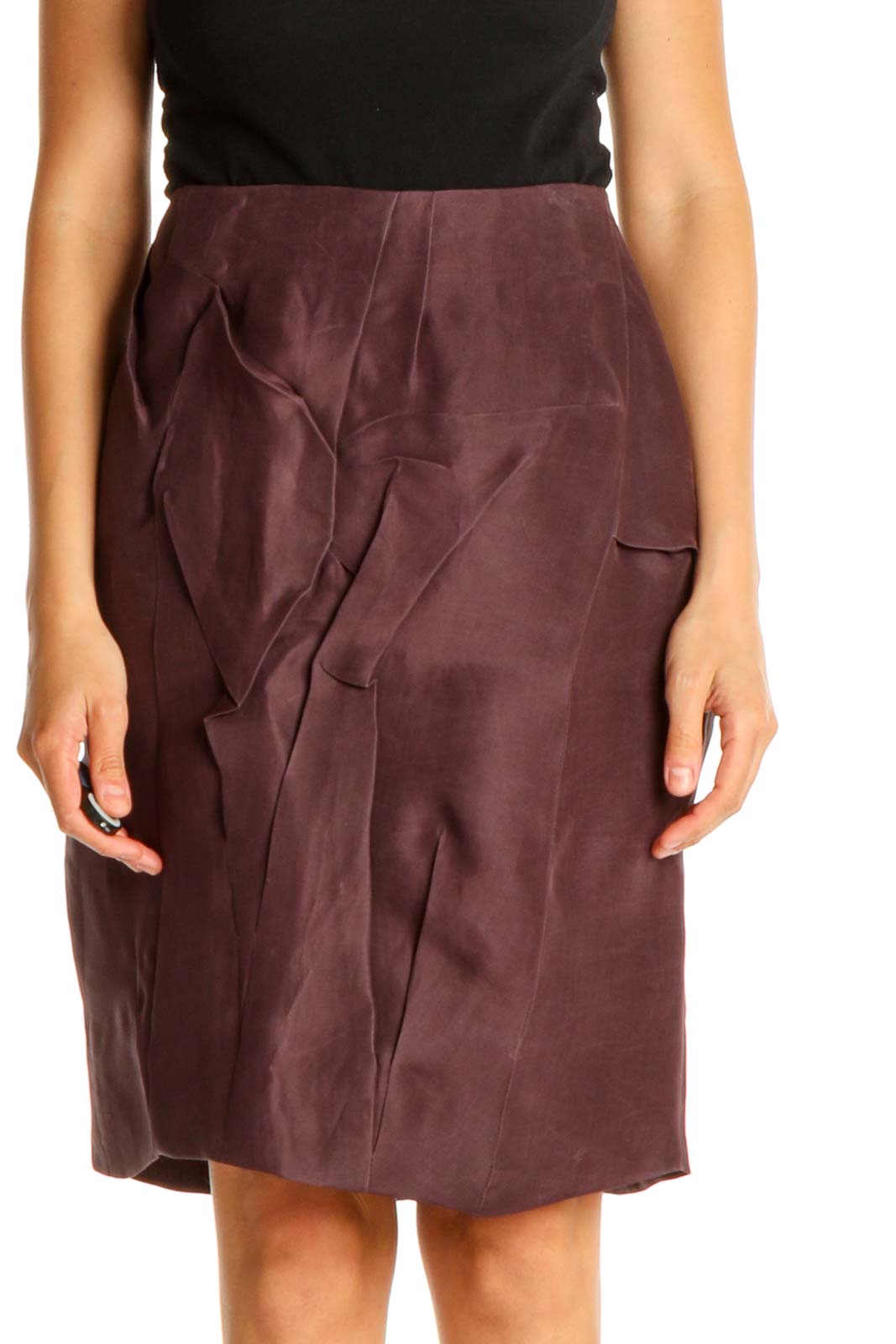 Purple Solid Brunch Pencil Skirt