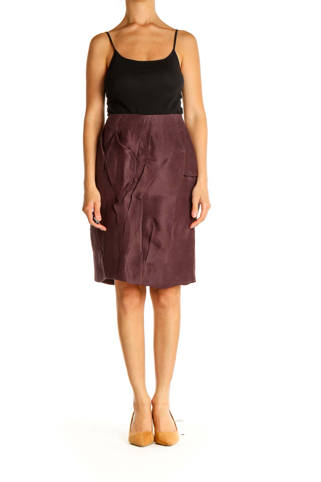 Purple Solid Brunch Pencil Skirt
