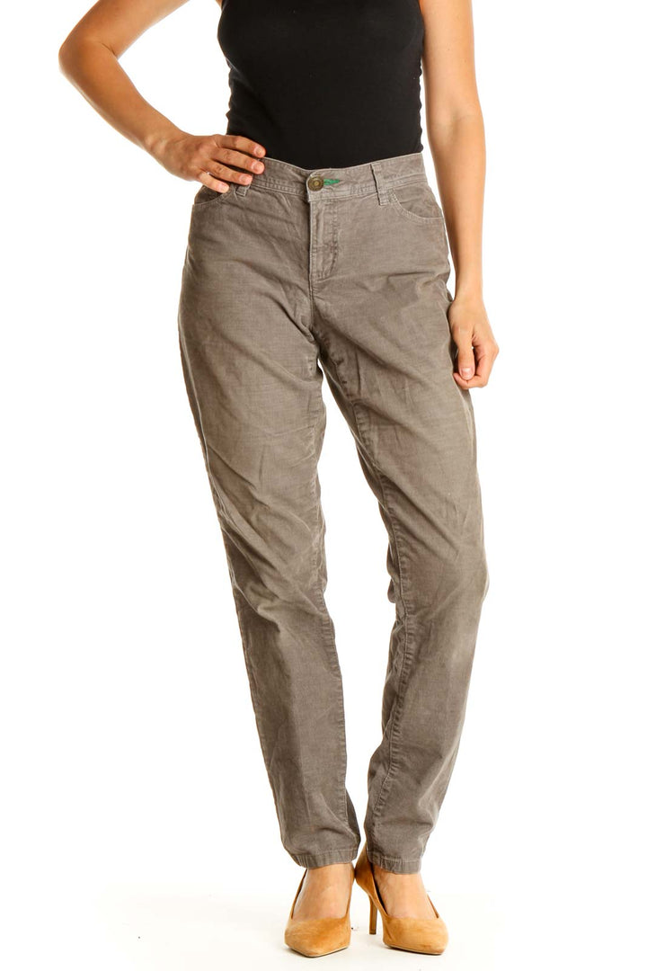 Brown Solid Casual Cargos Pants