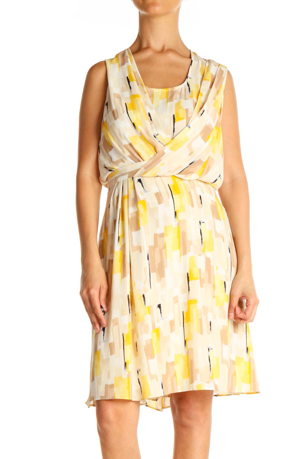white house black market yellow dress White House Black Market sleeveless sheath dress in Maize